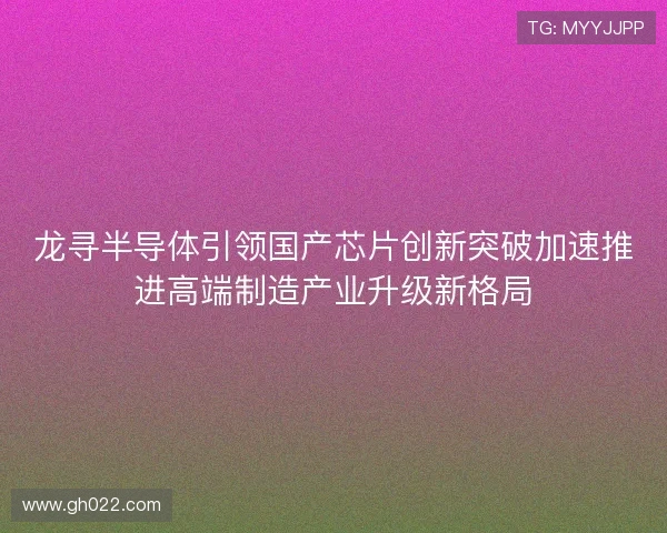 龙寻半导体引领国产芯片创新突破加速推进高端制造产业升级新格局